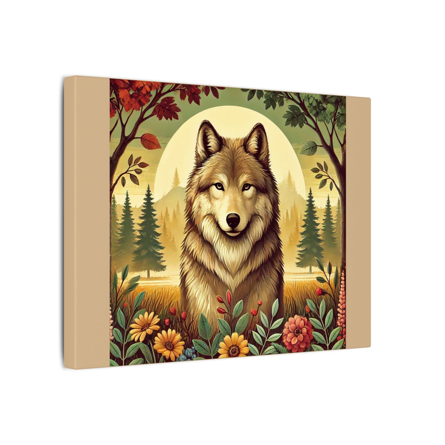 Wolf in the forest - Tan Canvas
