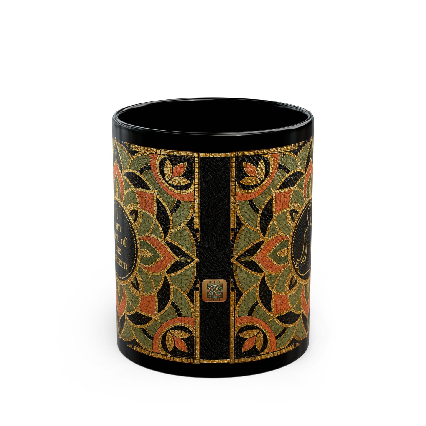 Meditation Mandala Black Mug — Yoga Lotus Pattern Coffee Cup (11oz)