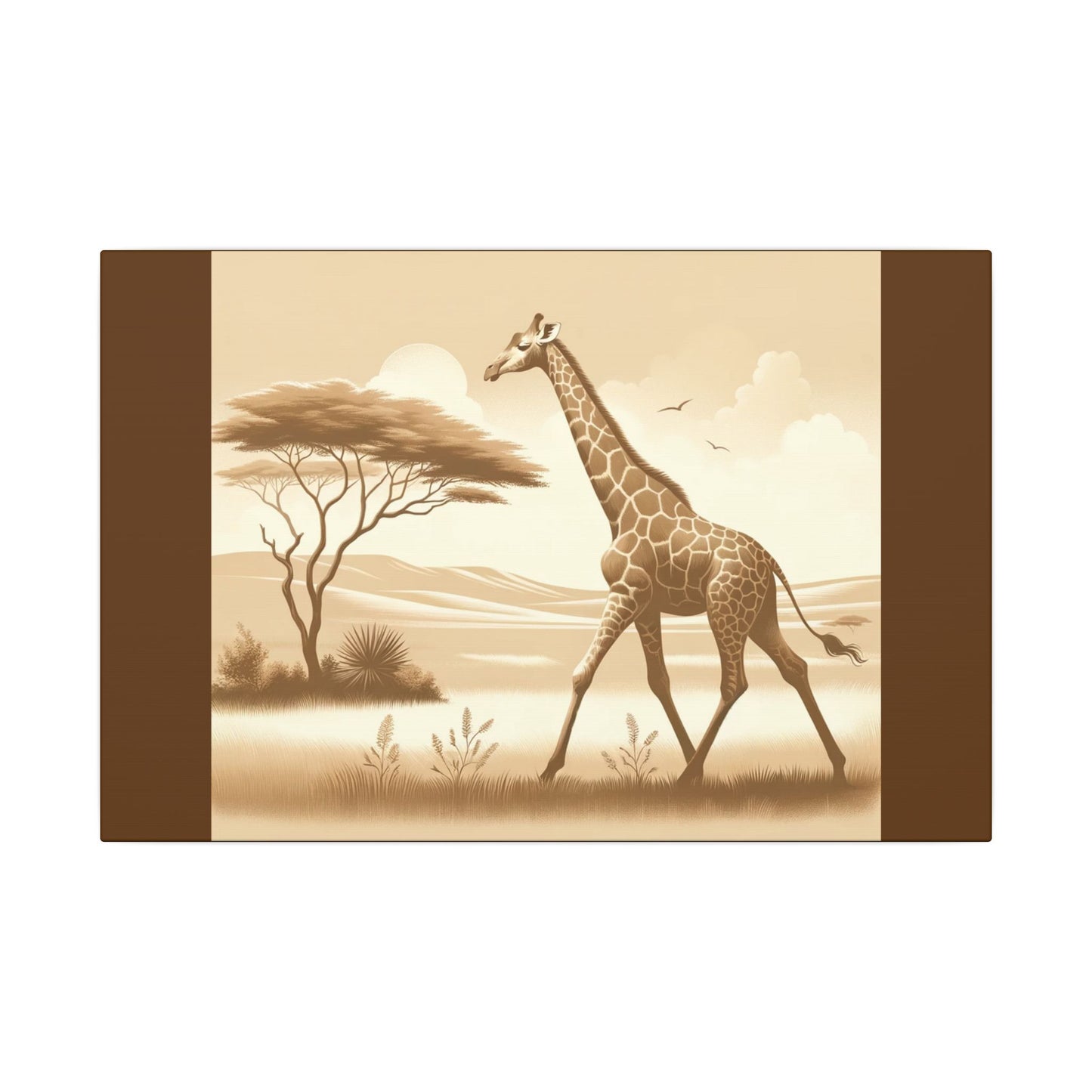 Girafe vintage - Toile marron
