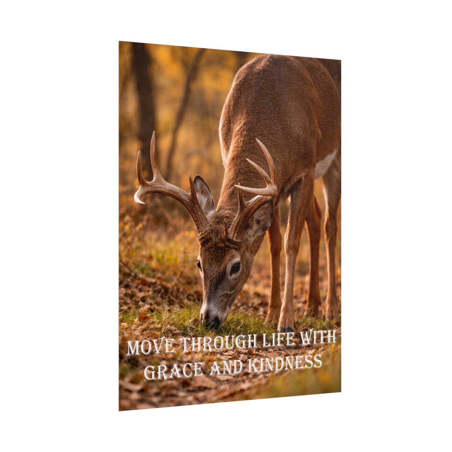 Deer Inspirational Poster — "Move Through Life With Grace and Kindness" Wall Art