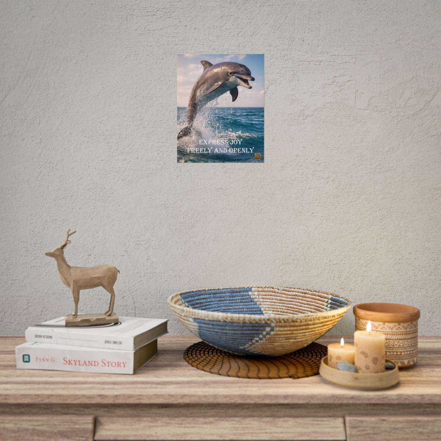 Dolphin Inspirational Poster — "Express Joy Freely and Openly" Motivational Ocean Wall Art