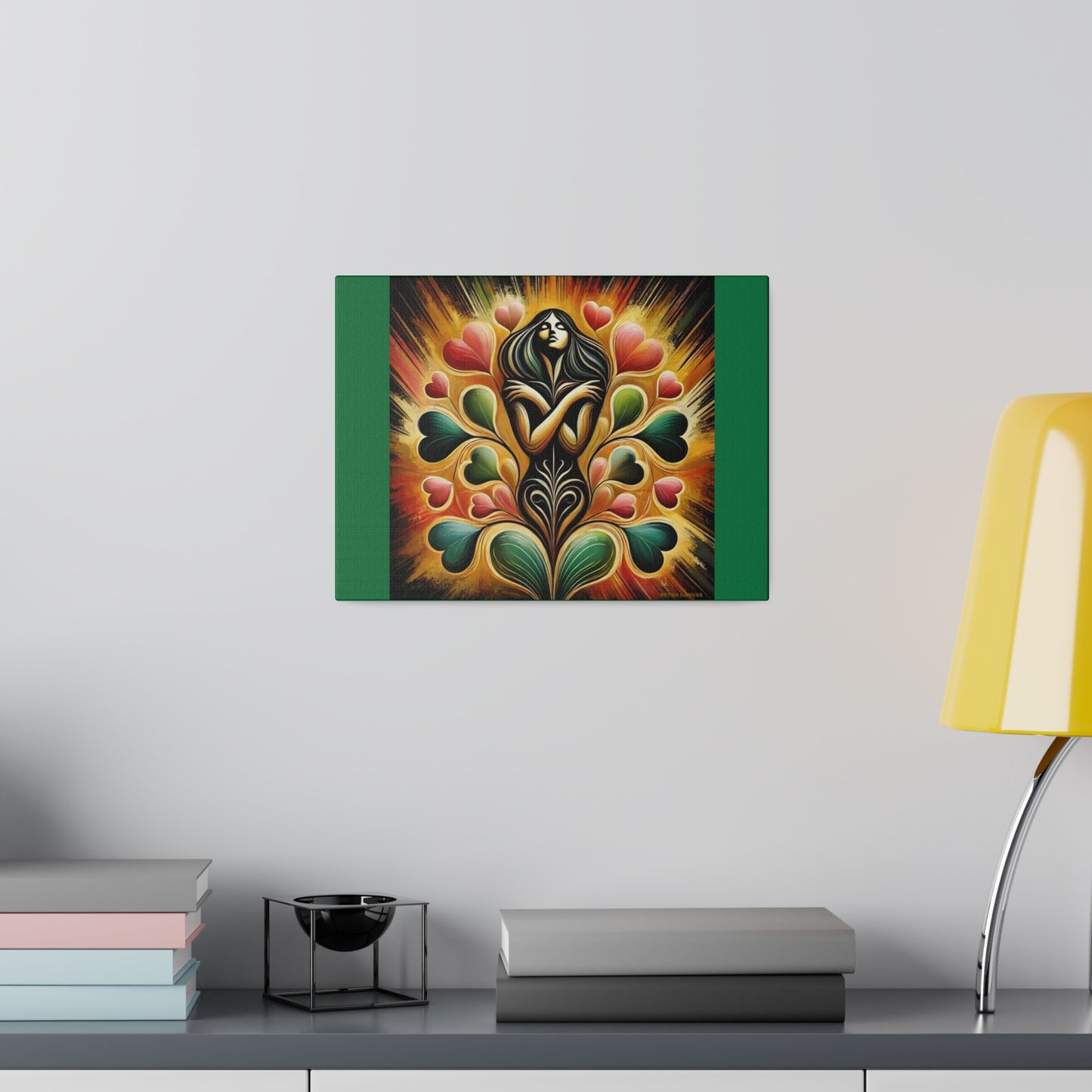 The Love Within- Lt Green Matte Stretched Canvas