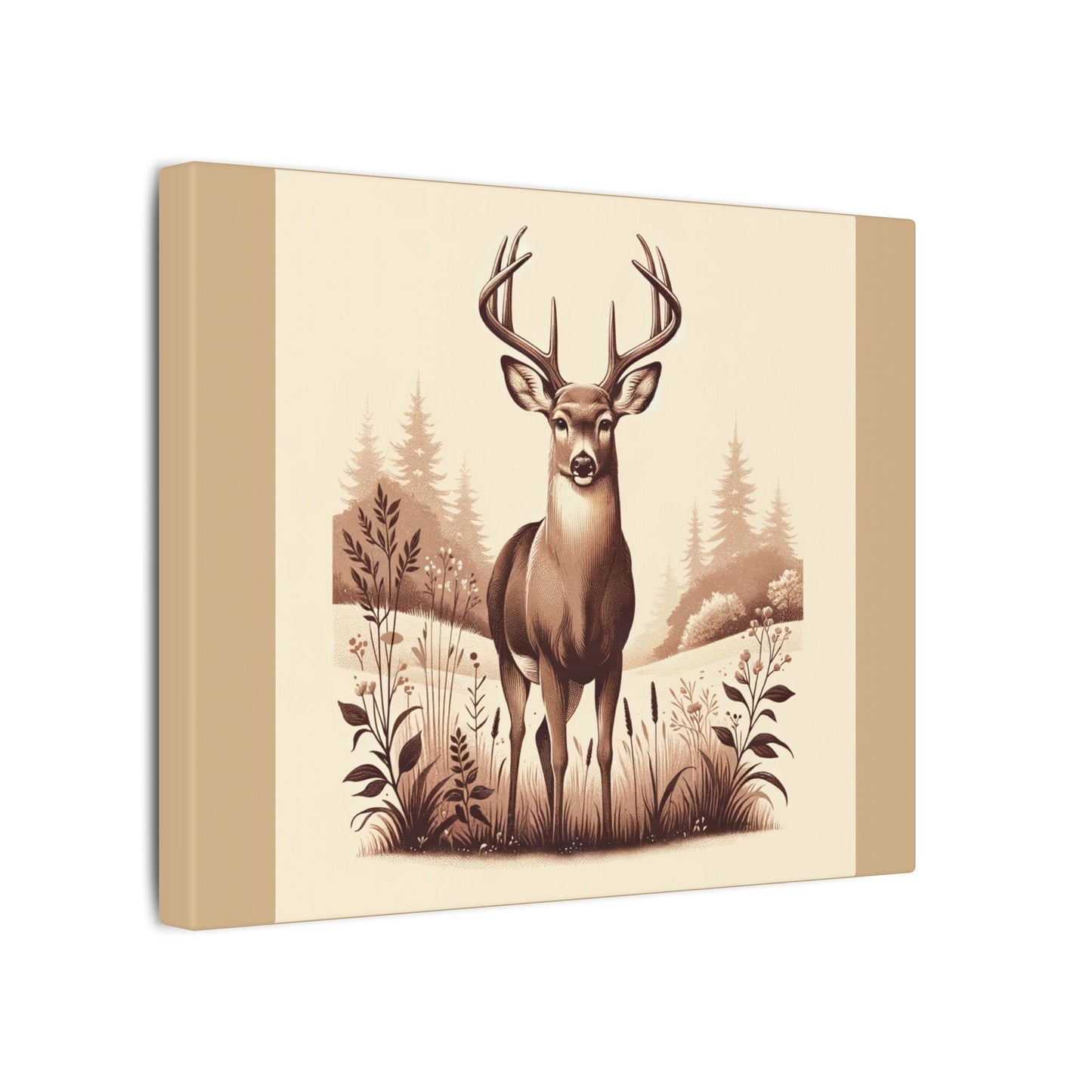 Cerf vintage - Toile enveloppante beige