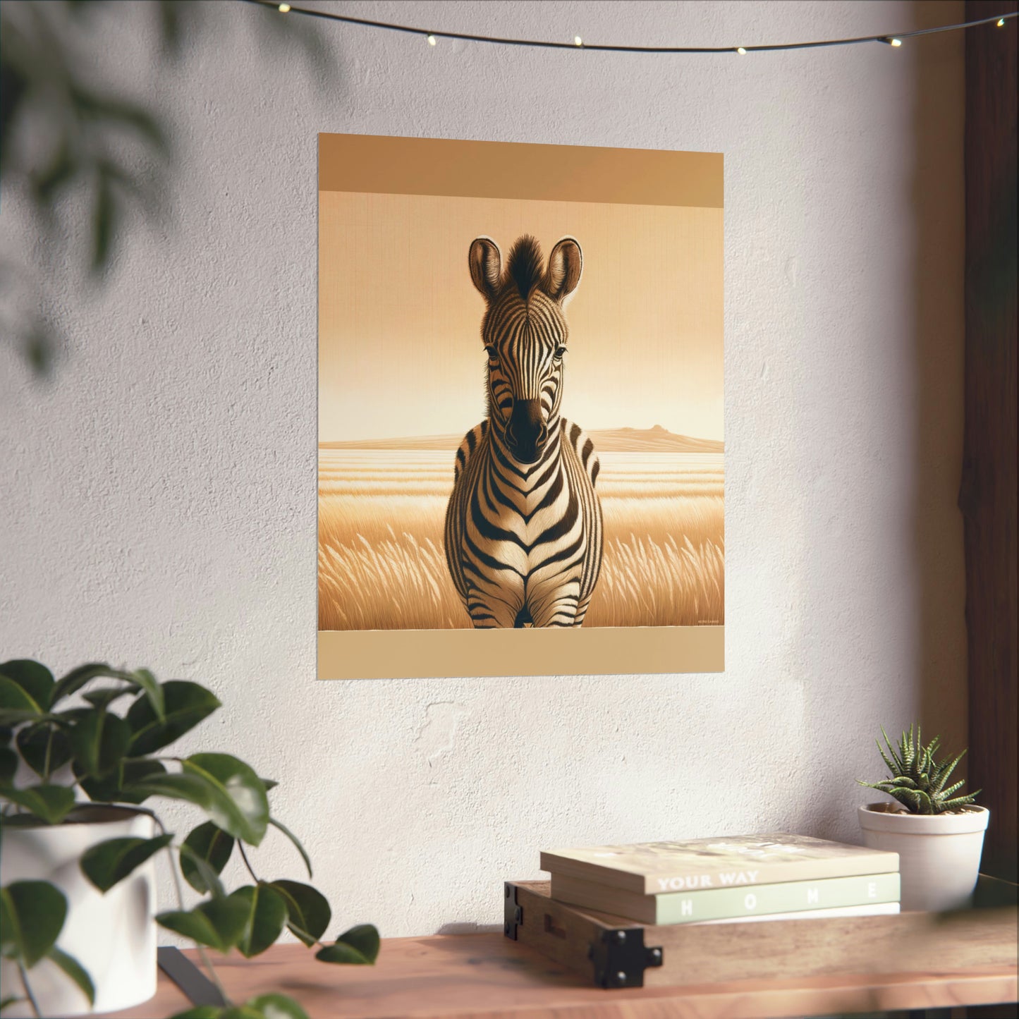 Vintage Zebra |Tan Matte Vertical Poster