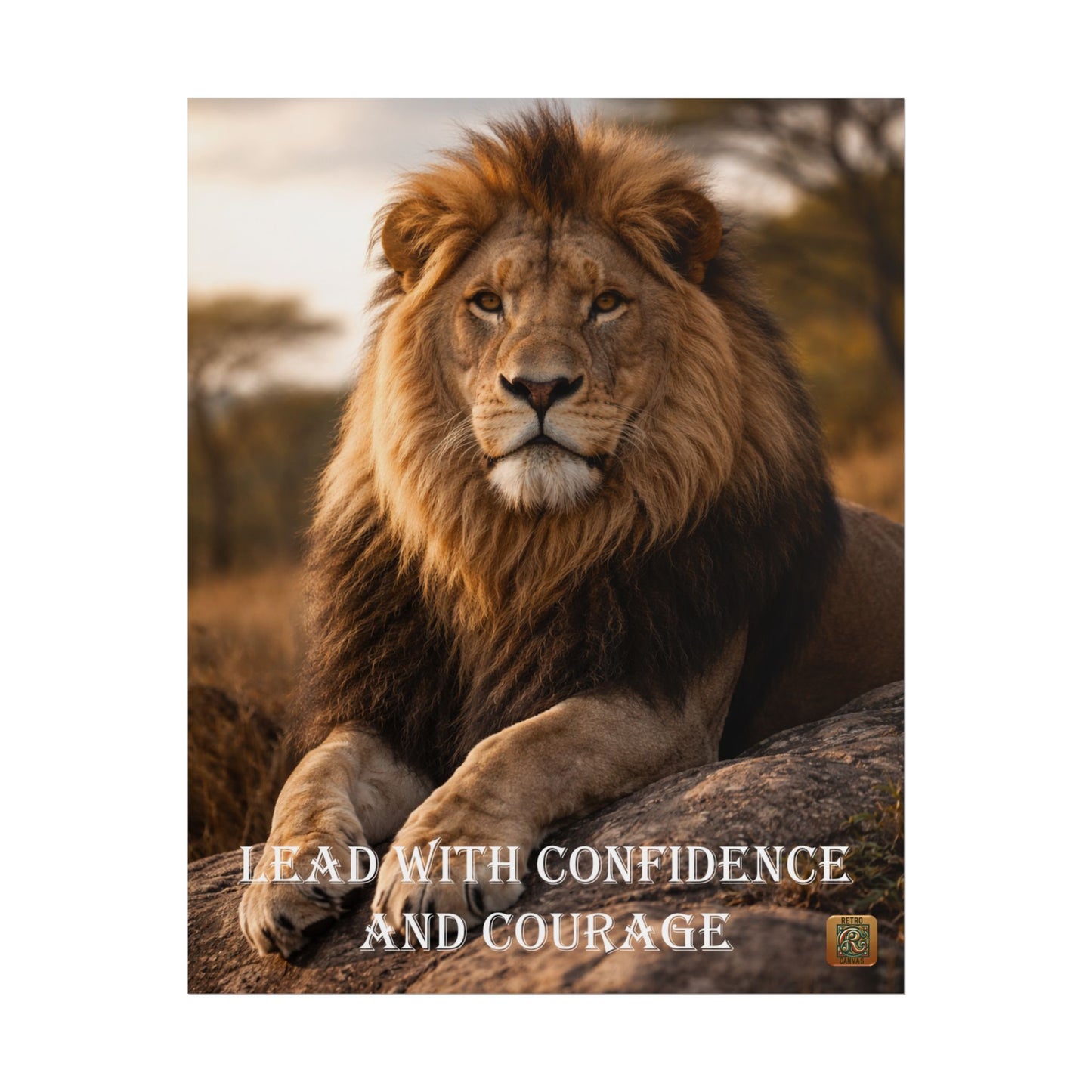 Lion 'Lead With Confidence and Courage' Motivational Poster Wall Art
