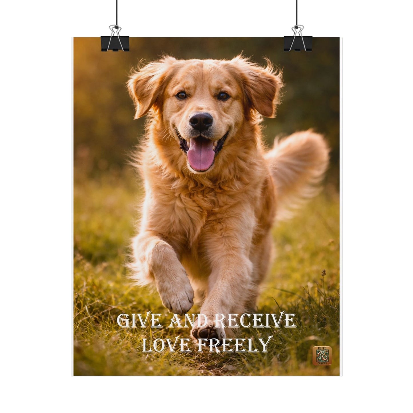 Golden Retriever -'Give and Receive Love Freely' Inspirational Wall Art