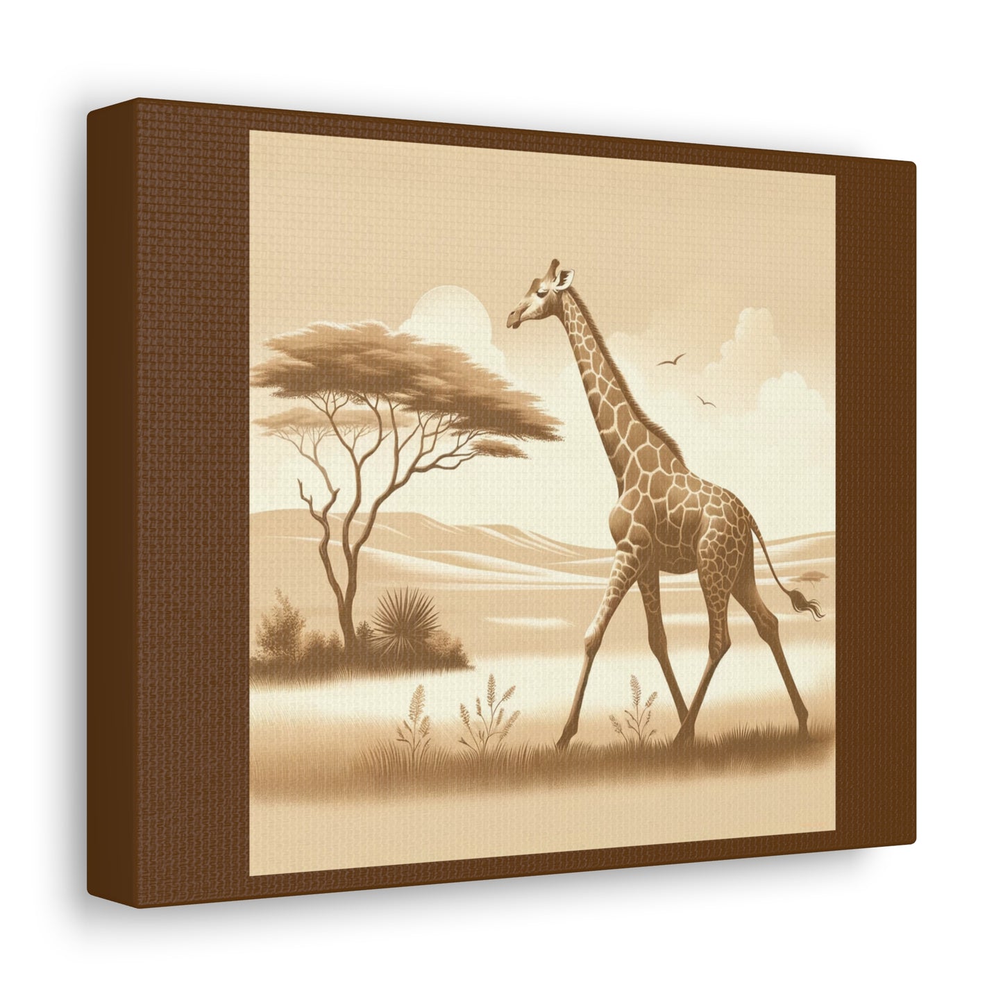 Vintage Giraffe - Brown Canvas Wrap