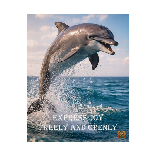 Dolphin Inspirational Poster — "Express Joy Freely and Openly" Motivational Ocean Wall Art