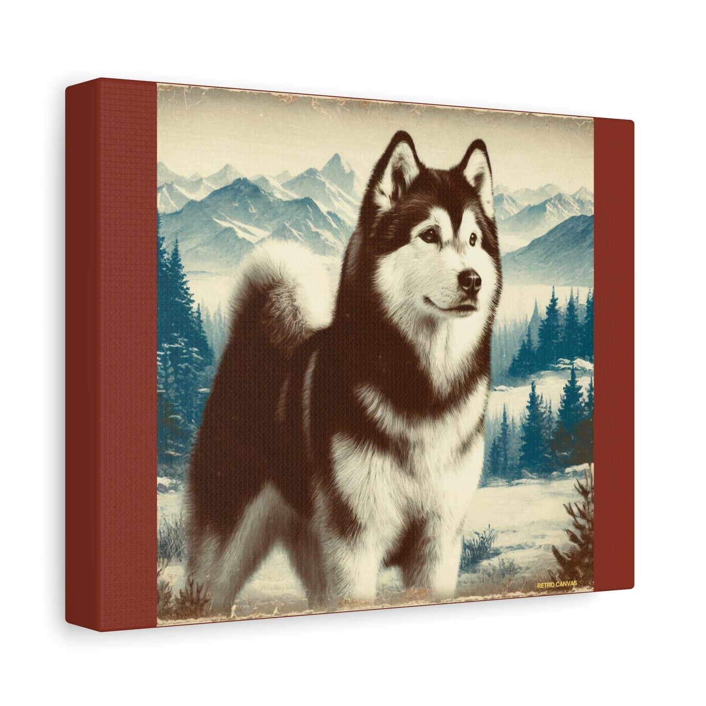 Alaskan Husky Animal Wall Art - Burnt Umber Canvas