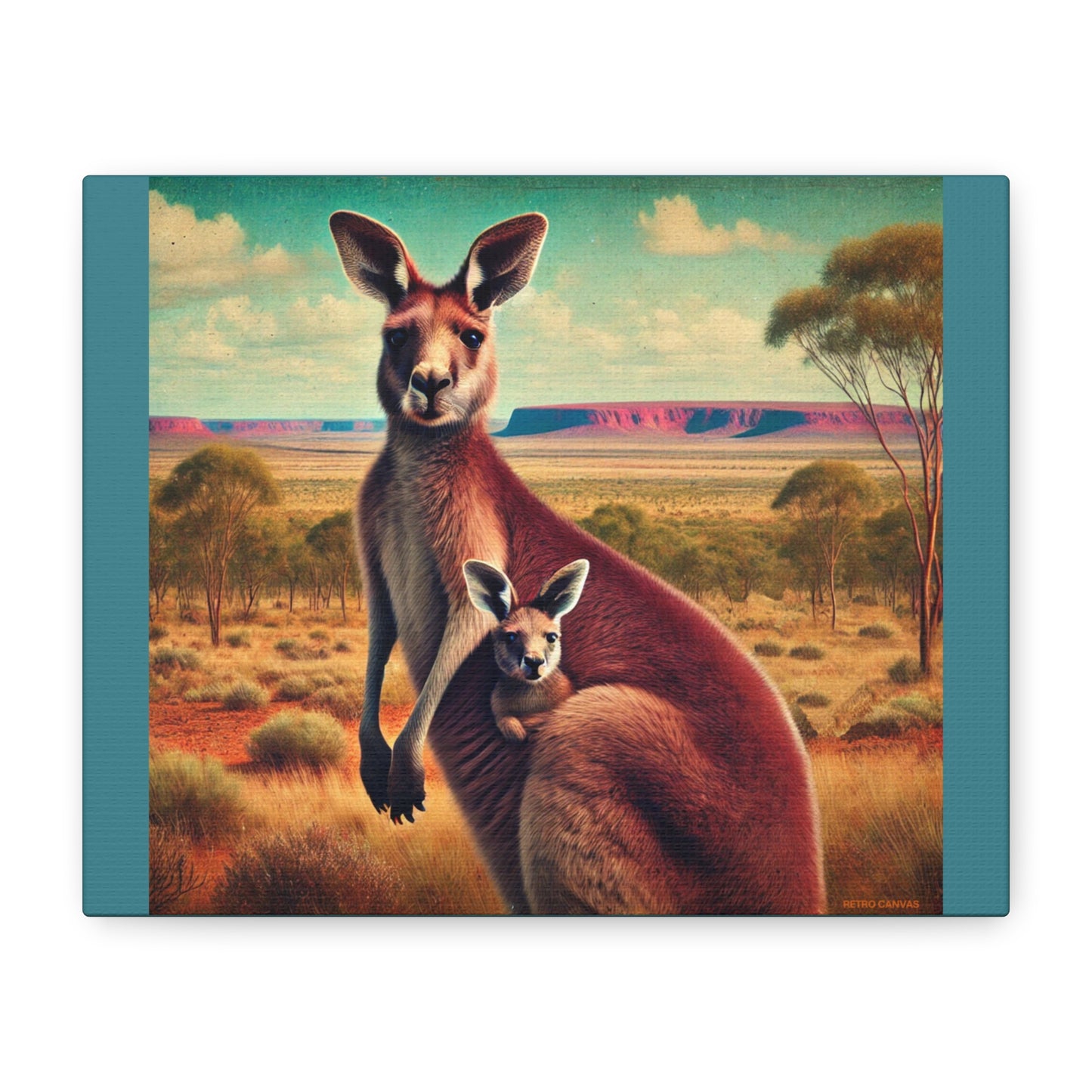 Kangaroo Family Canvas Print: Australian Outback Wall Art