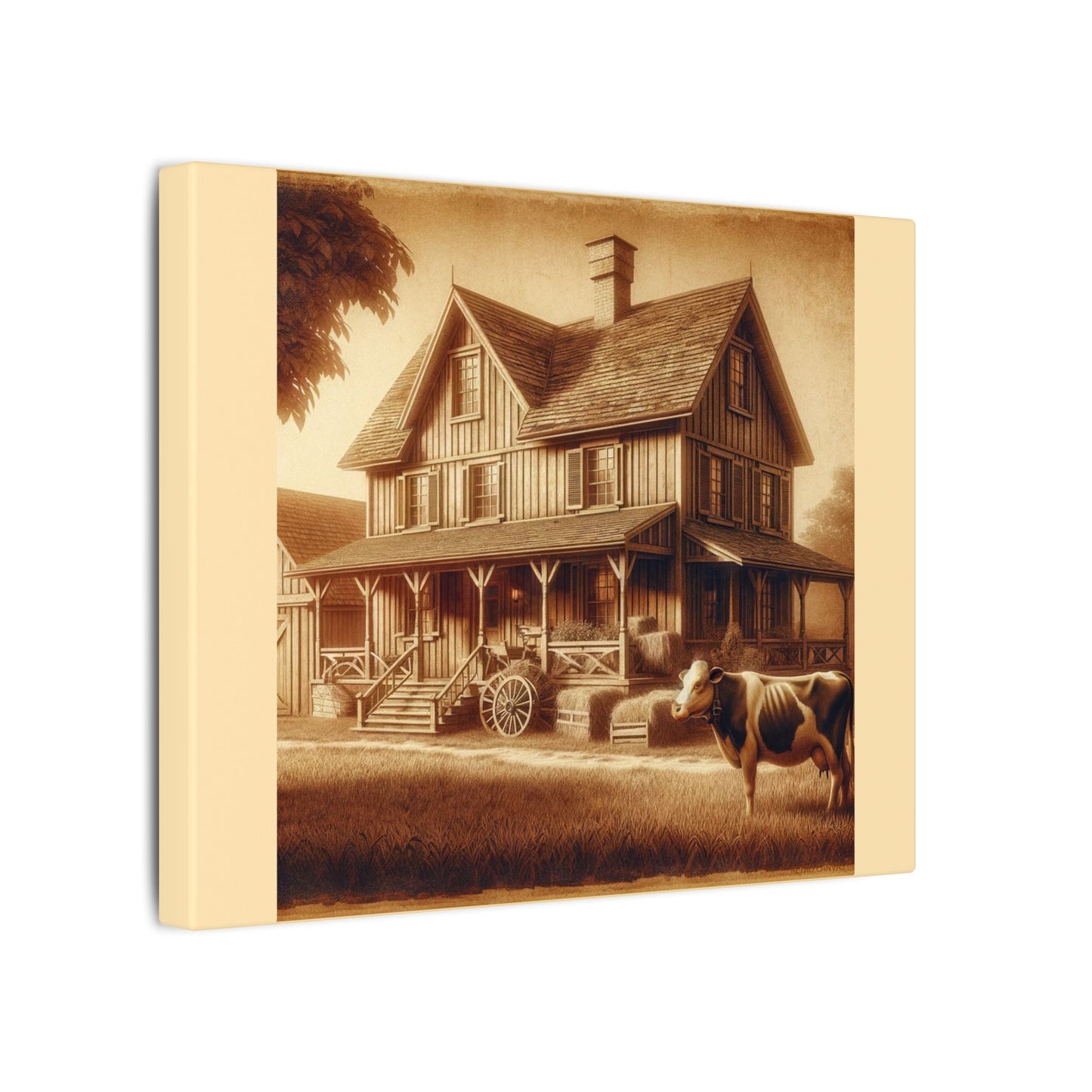 Ferme et vache – Toile tendue