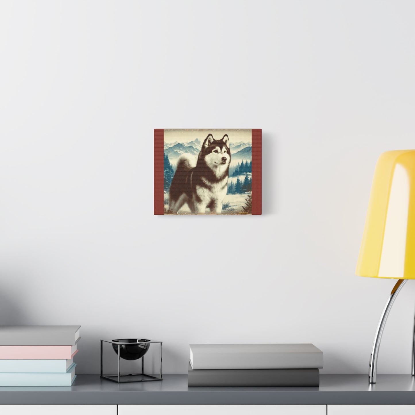 Alaskan Husky Animal Wall Art - Burnt Umber Canvas