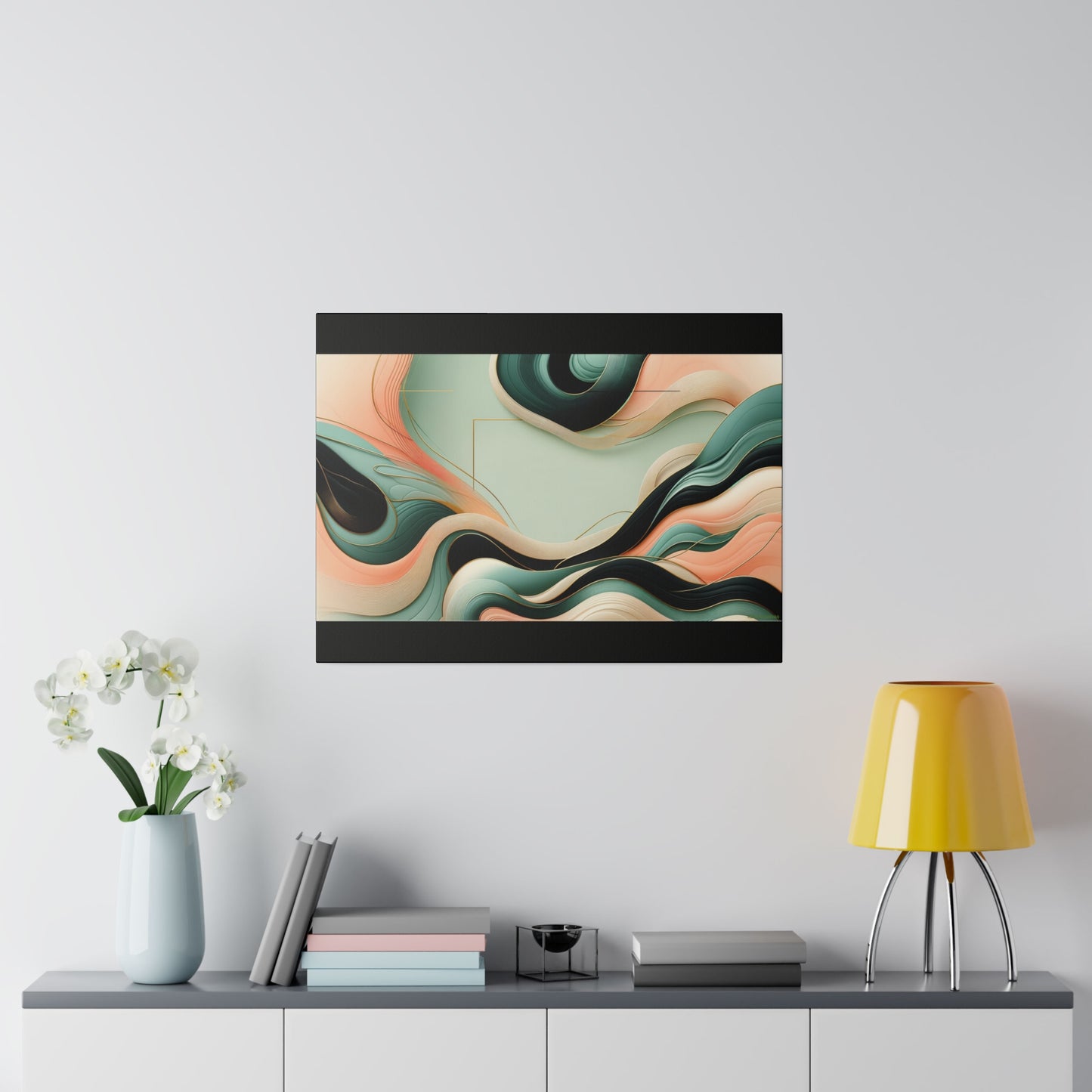 Nebula Abstract Wall Art for Office |Black Matte Stretched Canvas