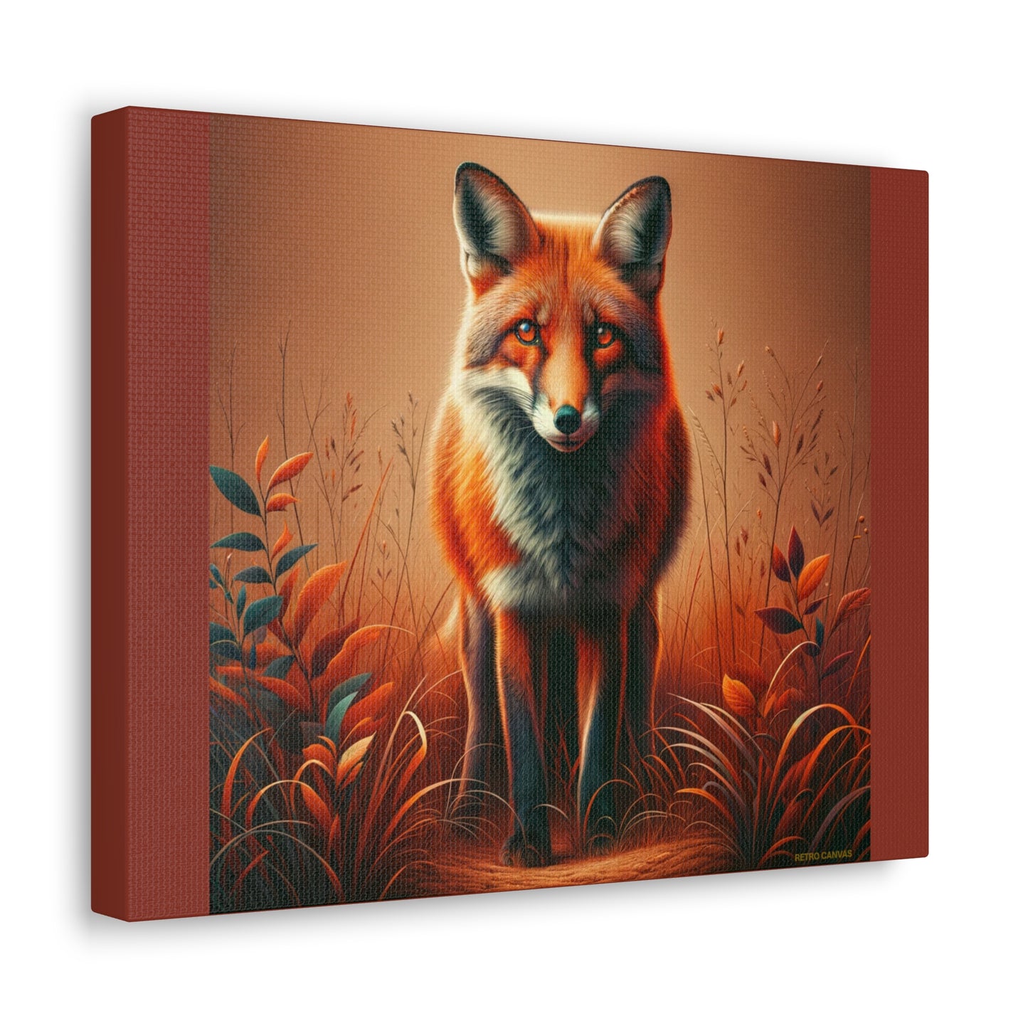 Fox Vibrant Animal Wall Art - Burnt Umber Canvas