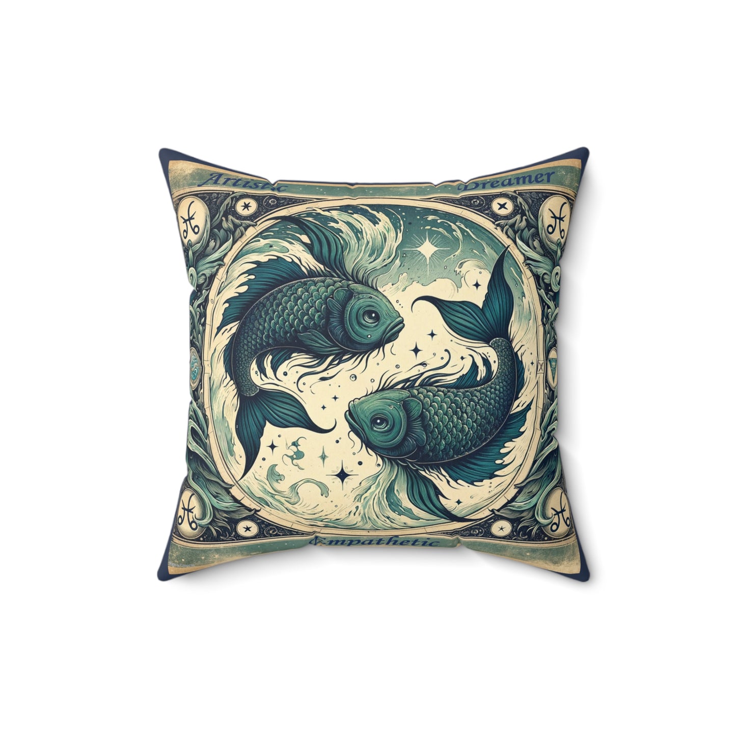 Vintage Pisces - Square Pillow w/ zipper