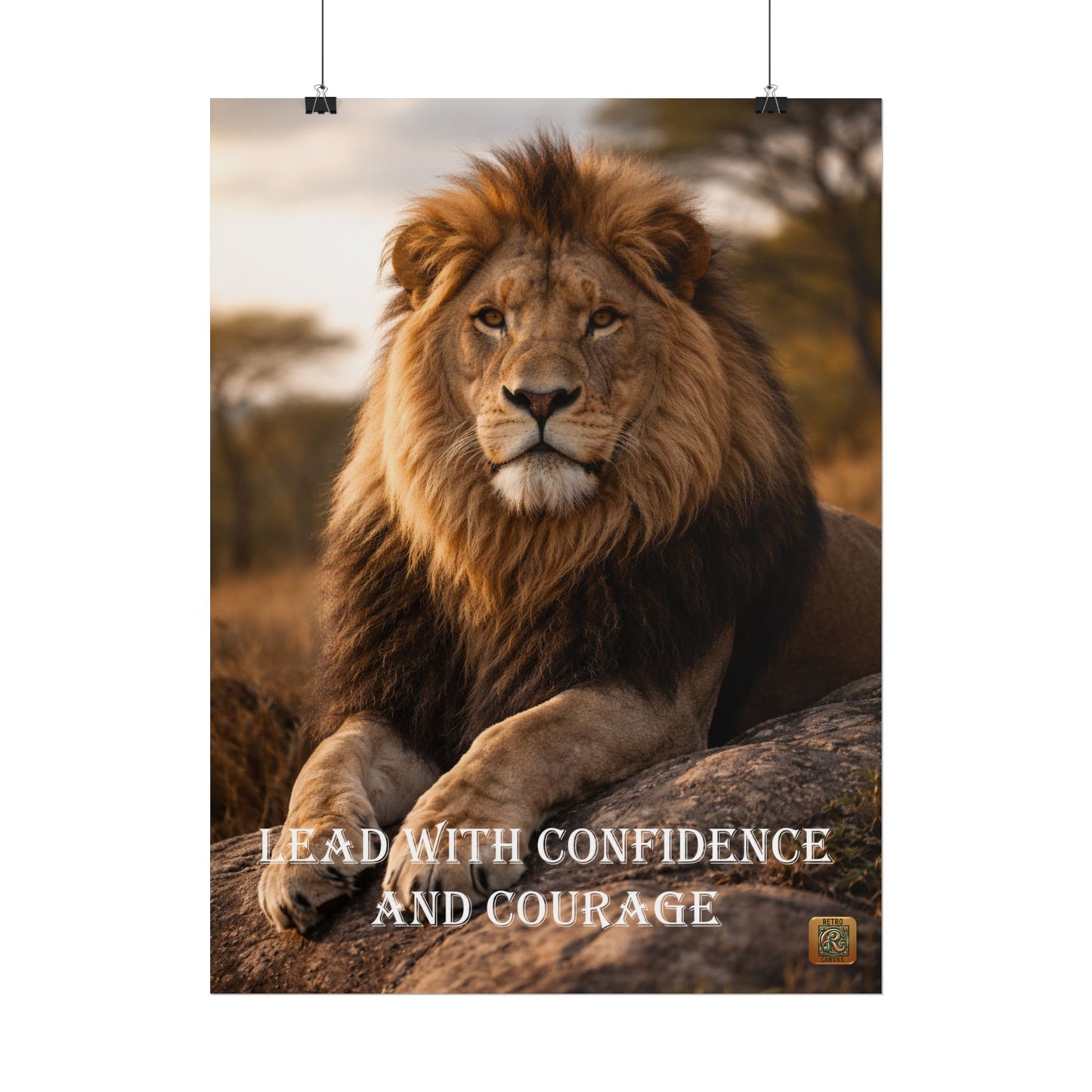Lion 'Lead With Confidence and Courage' Motivational Poster Wall Art