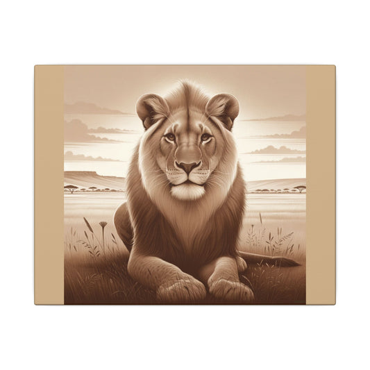 Vintage Majestic Lion - Tan Canvas