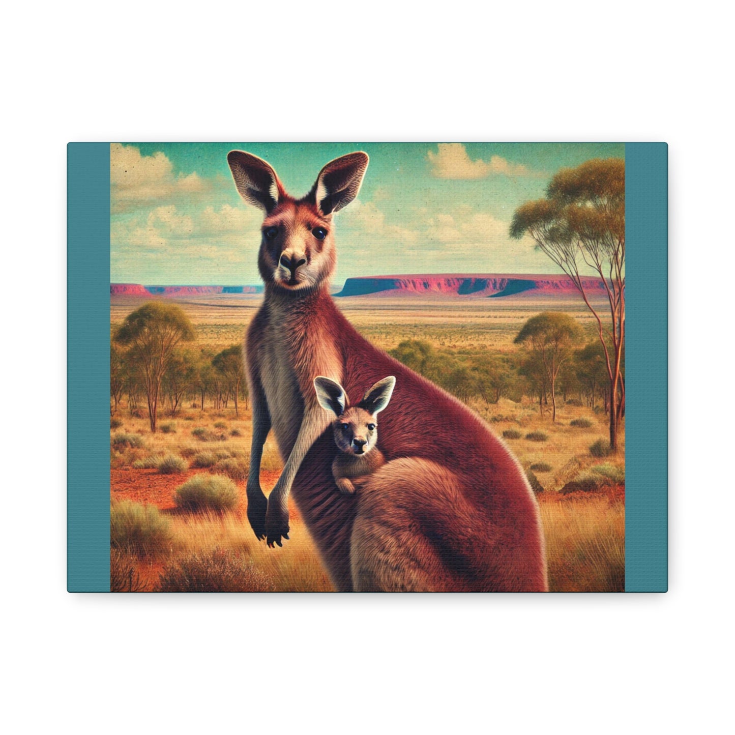 Kangaroo Family Canvas Print: Australian Outback Wall Art