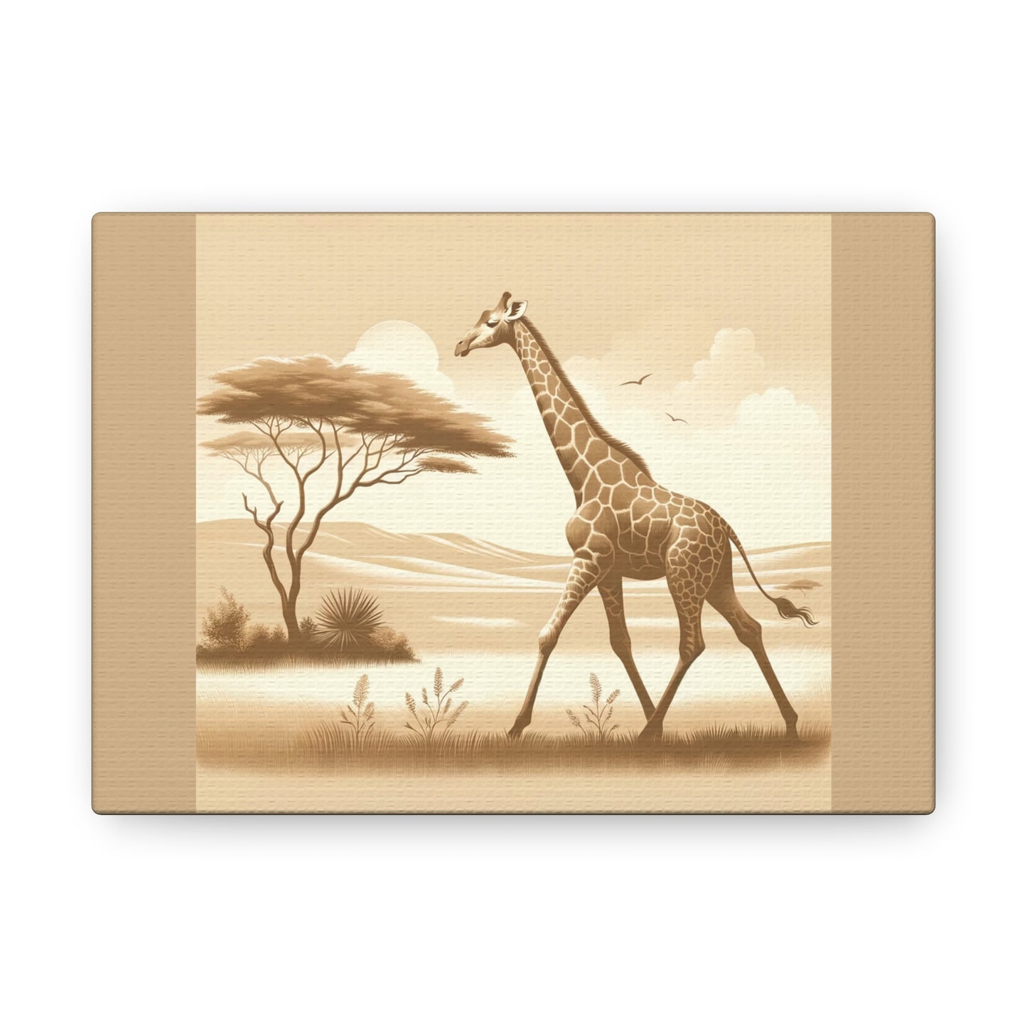 Vintage Giraffe - Tan Canvas Wrap