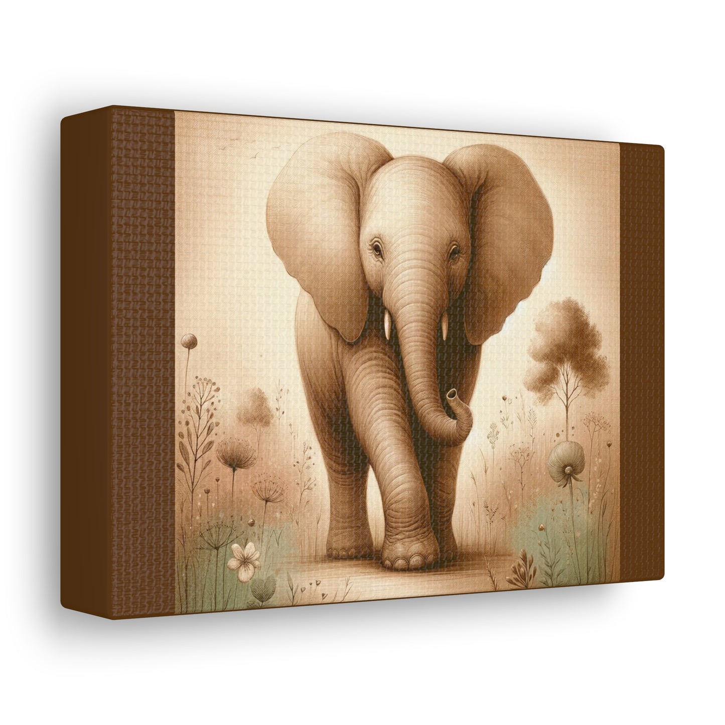 Vintage Majestic Elephant -Brown Canvas Wrap