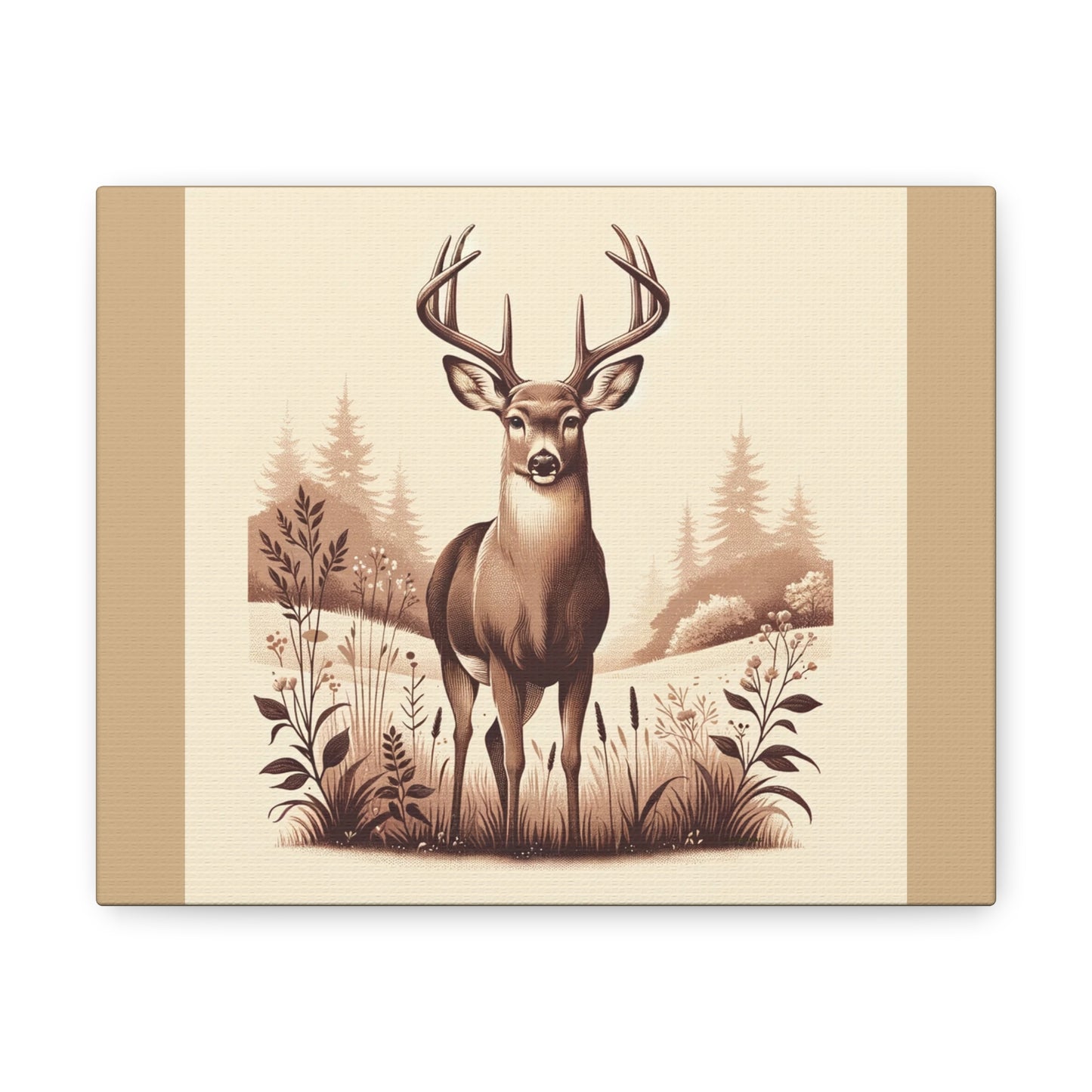 Vintage Deer -Tan Canvas Wrap