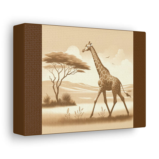 Girafe vintage - Toile marron