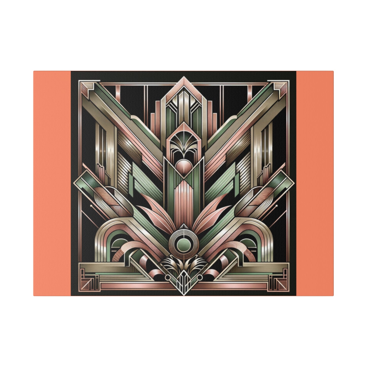 Miami Retro Art Deco Wall Art for Office Home Decor for Bedroom |Salmon Matte Canvas