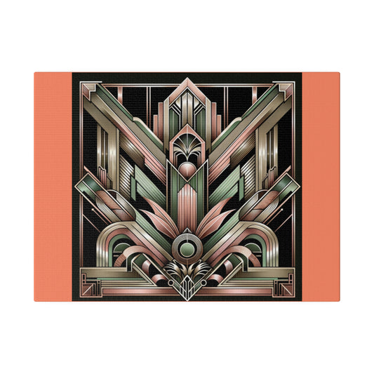 Miami Retro Art Deco Wall Art for Office Home Decor for Bedroom |Salmon Matte Canvas