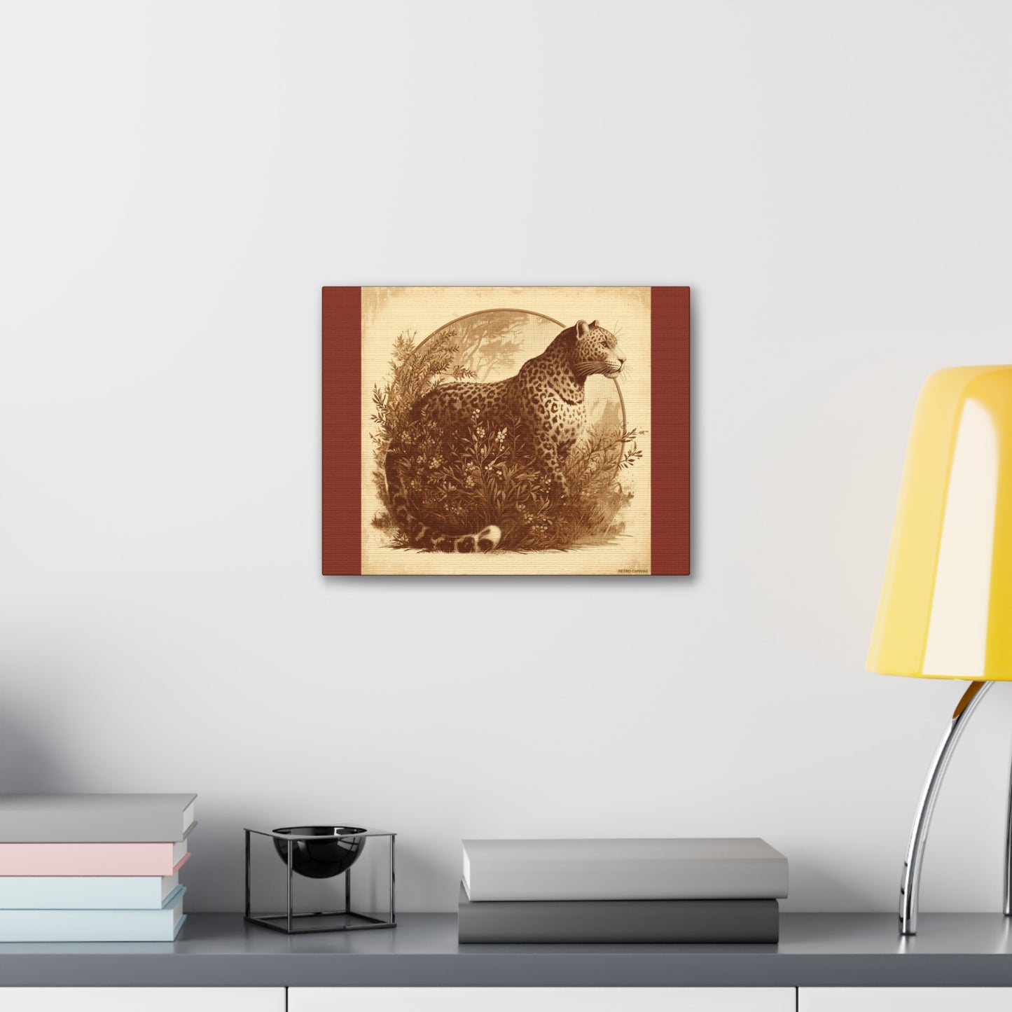 Leopard Animal Wall Art - Burnt Umber Canvas