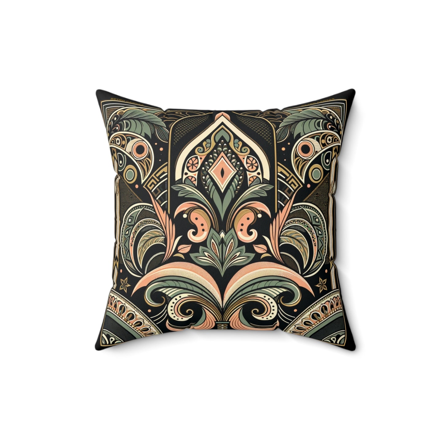 Palm Surprise -Retro - Black Broadcloth Pillow