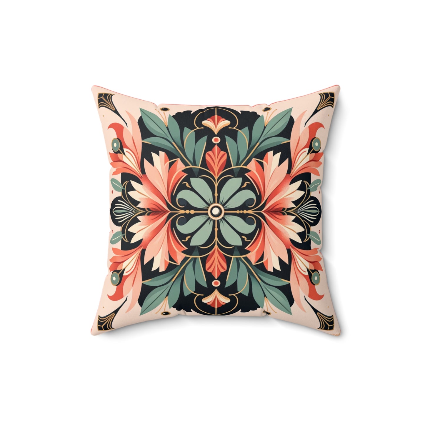 Art Deco Bouquet - Salmon Broadcloth Pillow