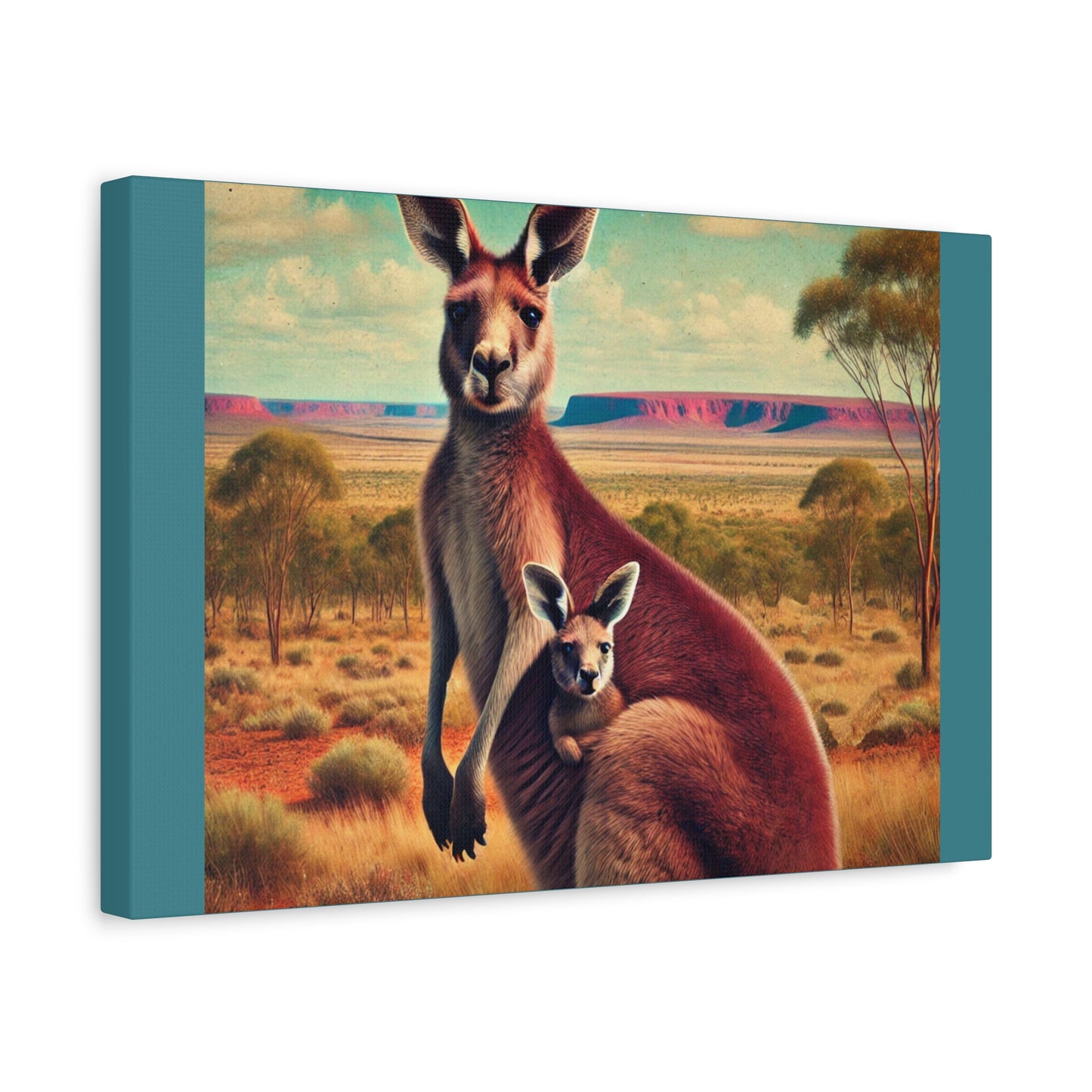 Kangaroo Family Canvas Print: Australian Outback Wall Art
