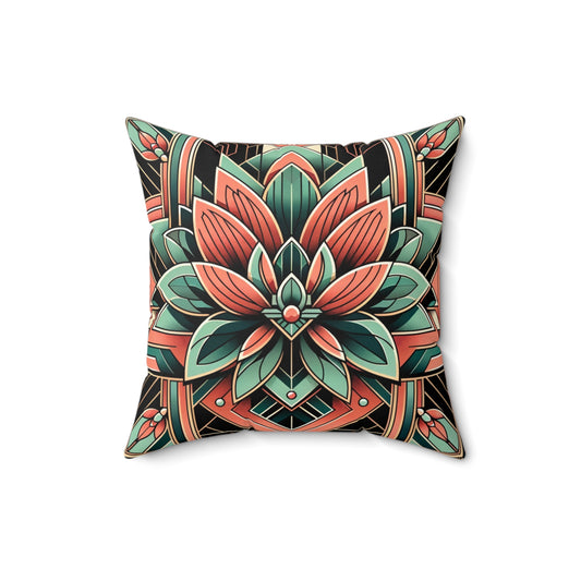 Coussin Art Déco Lotus - Saumon