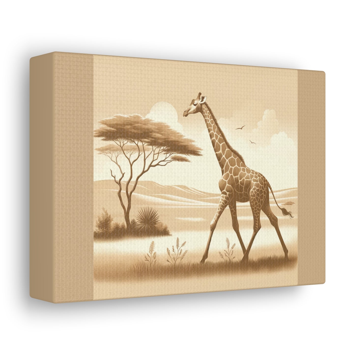 Vintage Giraffe - Tan Canvas Wrap