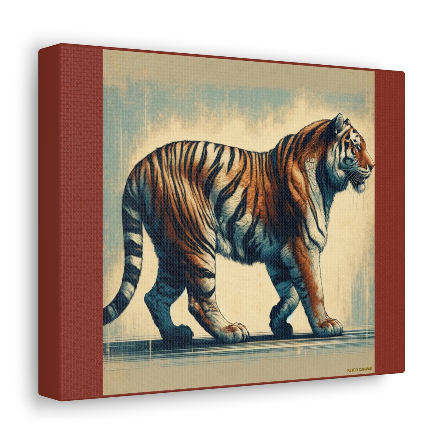 Tiger Safari Animal Wall Art - Burnt Umber Canvas