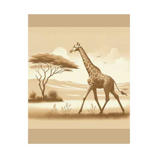 Giraffe Nursery Kid Room Wall Art |Tan Matte Vertical Poster