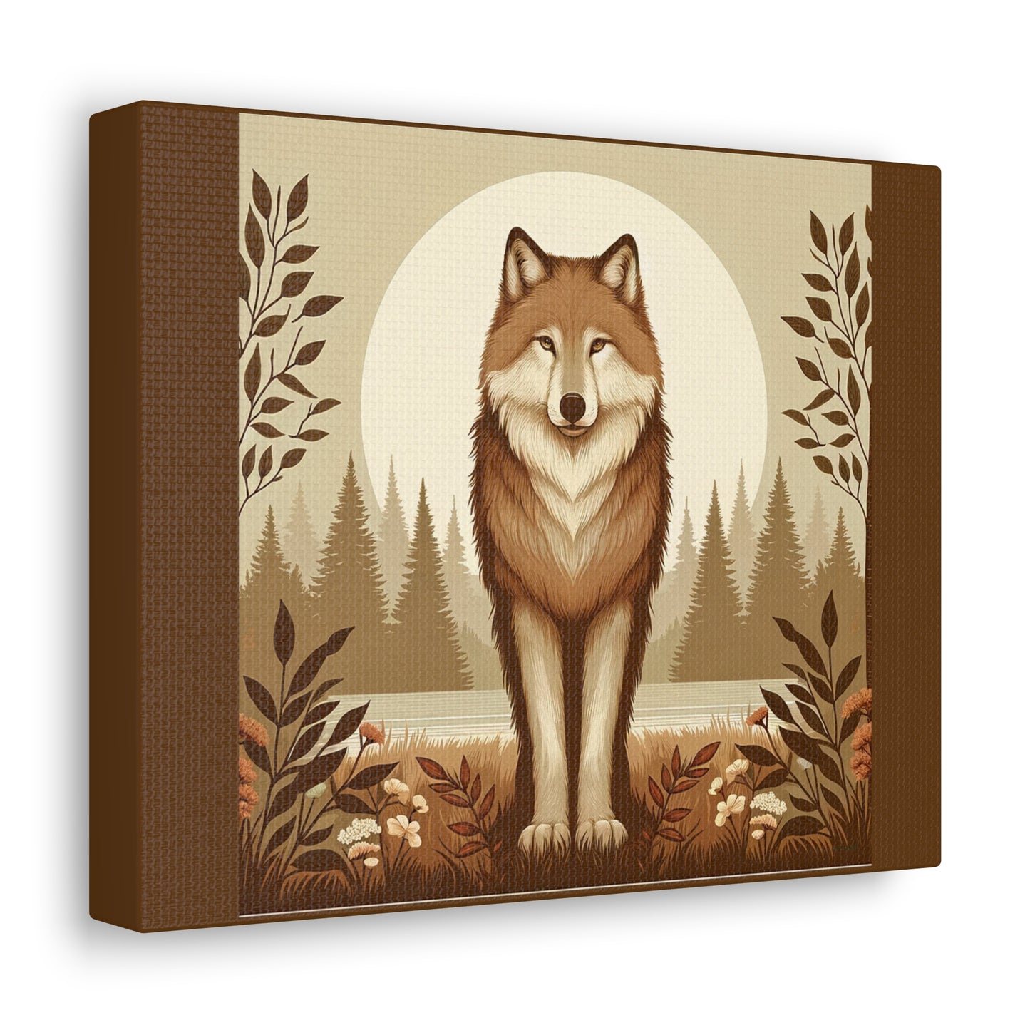 Vintage Wolf - Brown Canvas Wrap