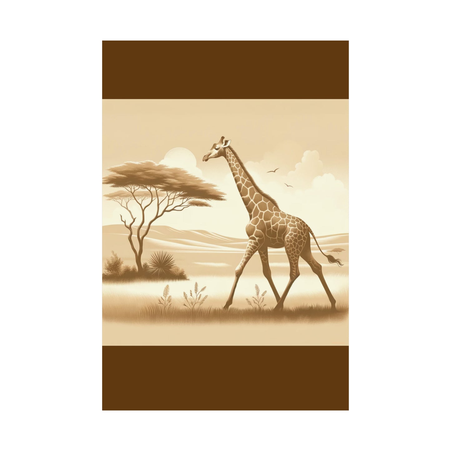 Girafe | Affiche verticale marron mat