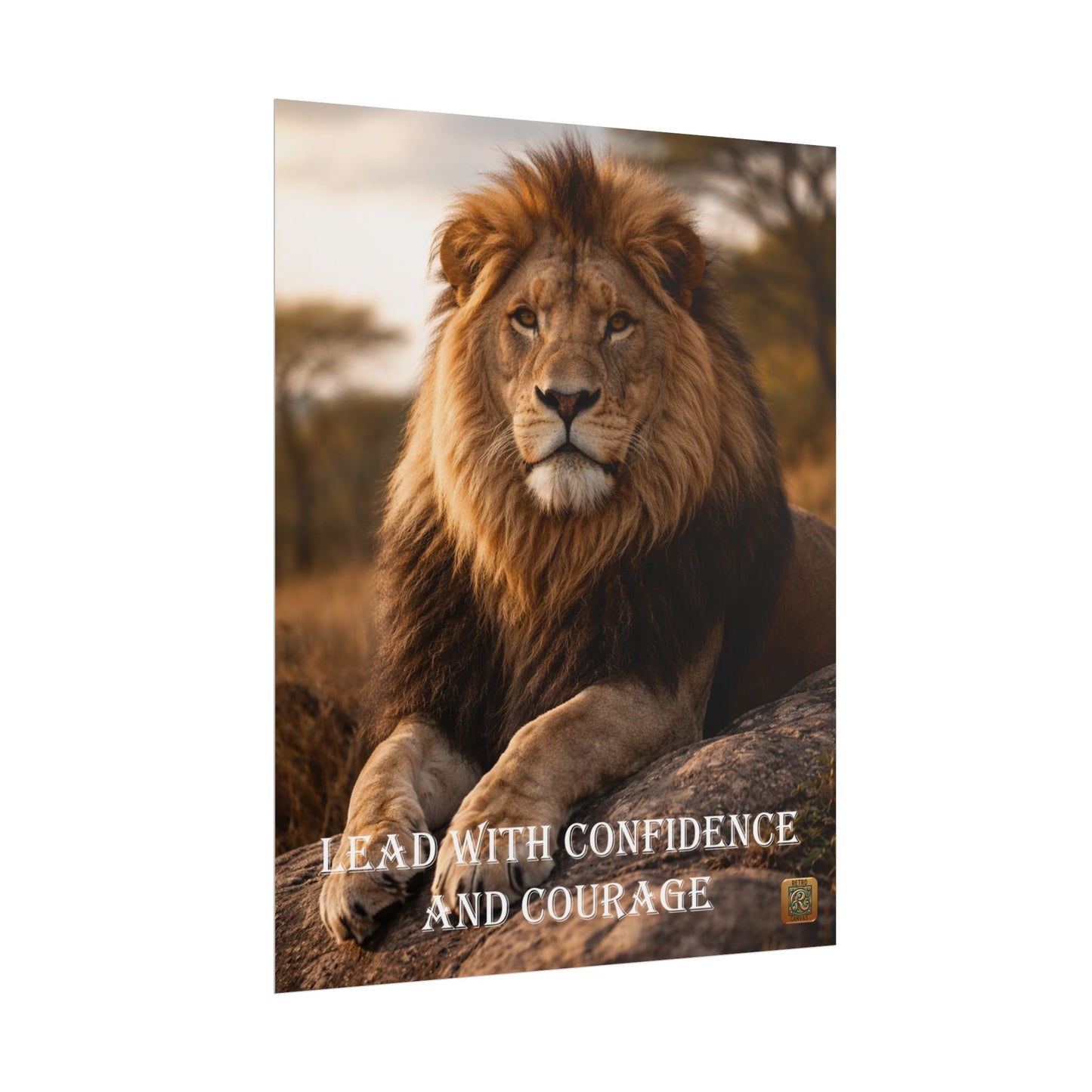 Lion 'Lead With Confidence and Courage' Motivational Poster Wall Art