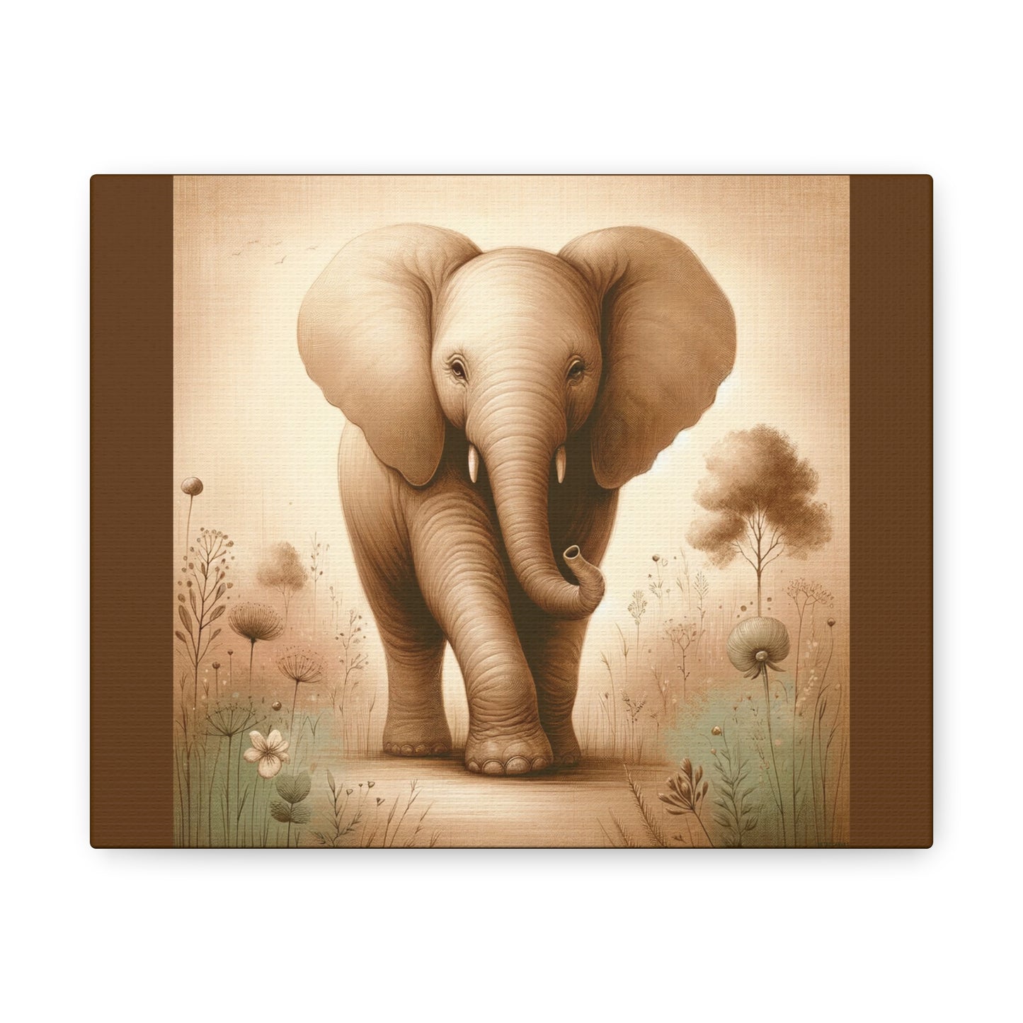 Vintage Majestic Elephant -Brown Canvas Wrap