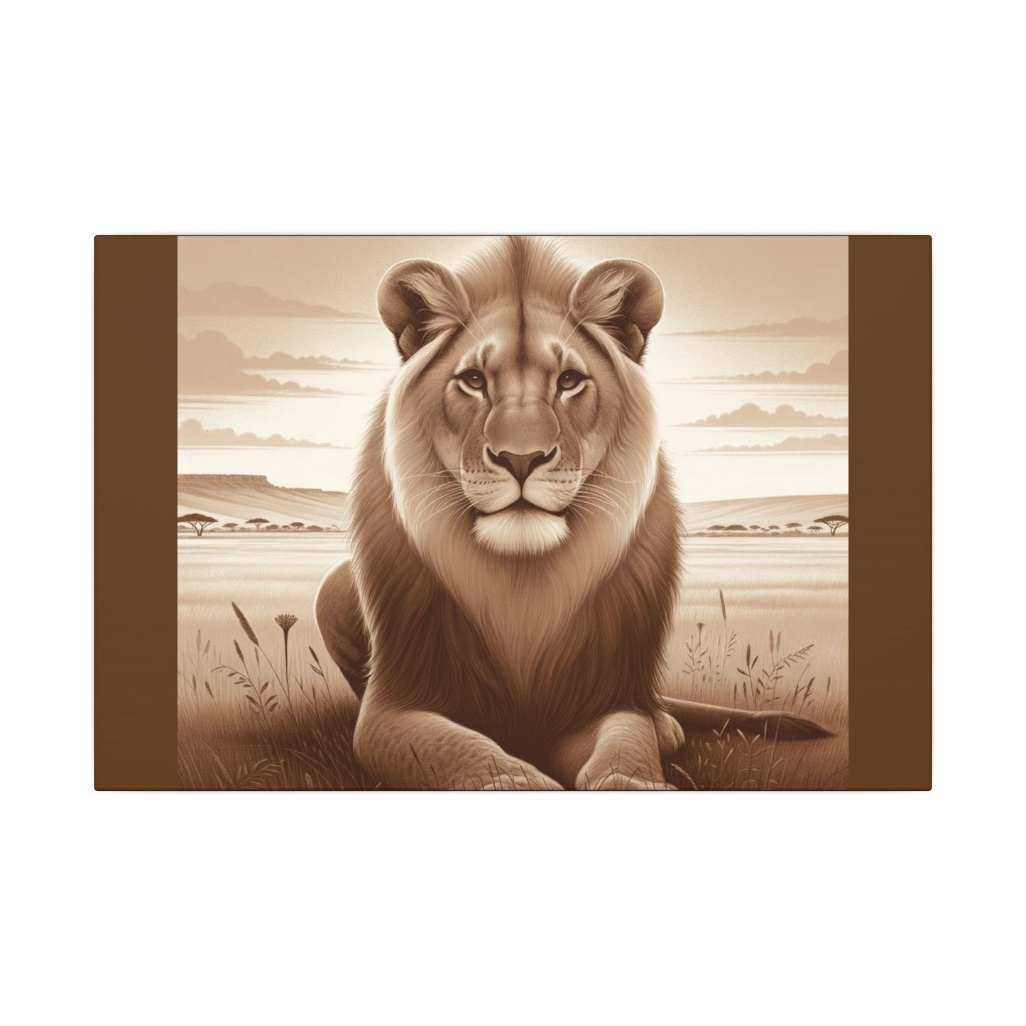 Lion Majestic Vintage - Toile Marron