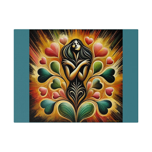 L'amour intérieur - Toile tendue verte mate vintage