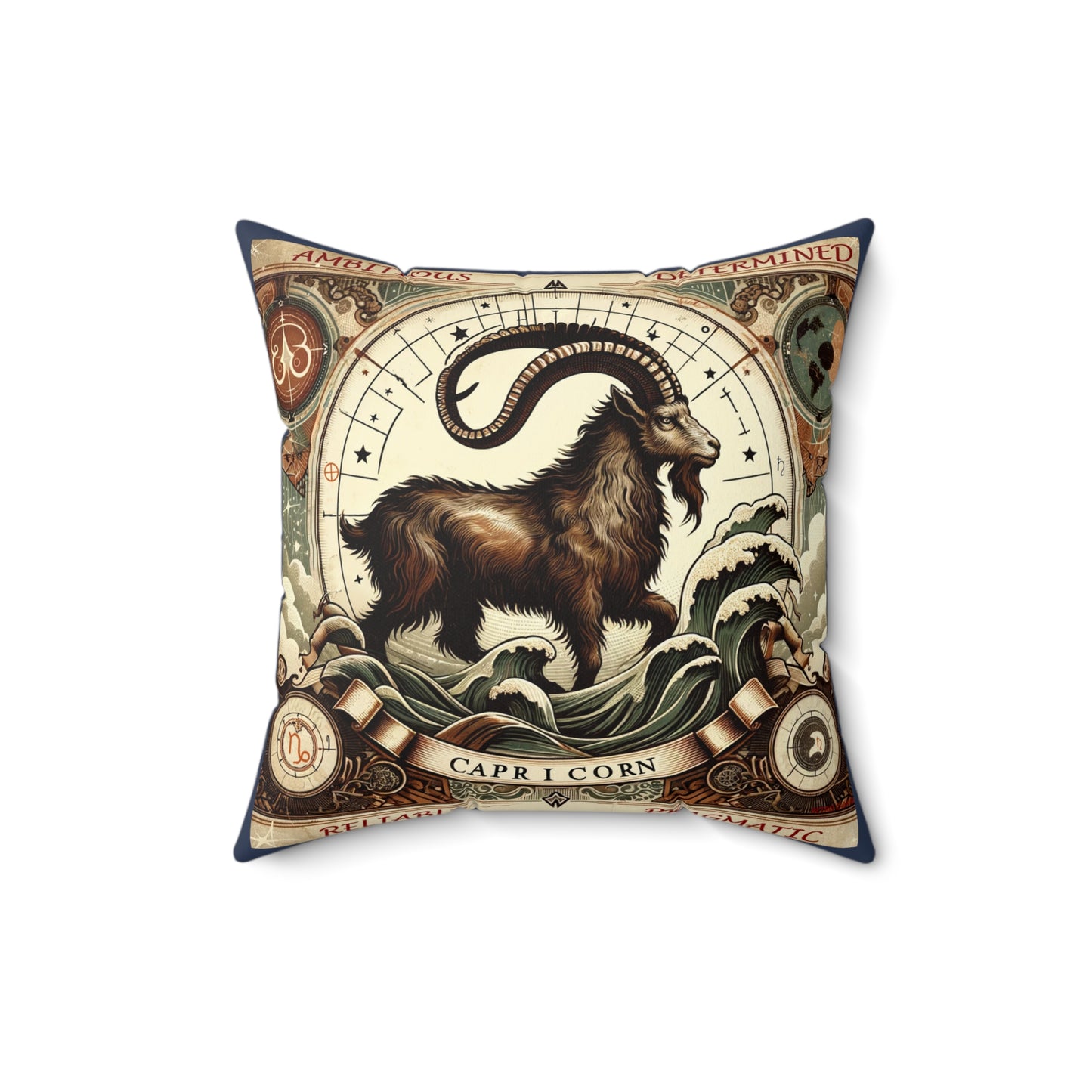 Vintage Capricorn -Vintage Blue Broadcloth Pillow