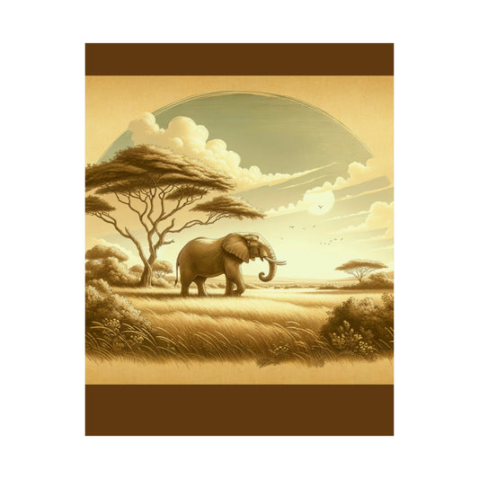 Elephant Safari Poster Art for Kids Room Wall Art for Nursery| Brown Matte Poster