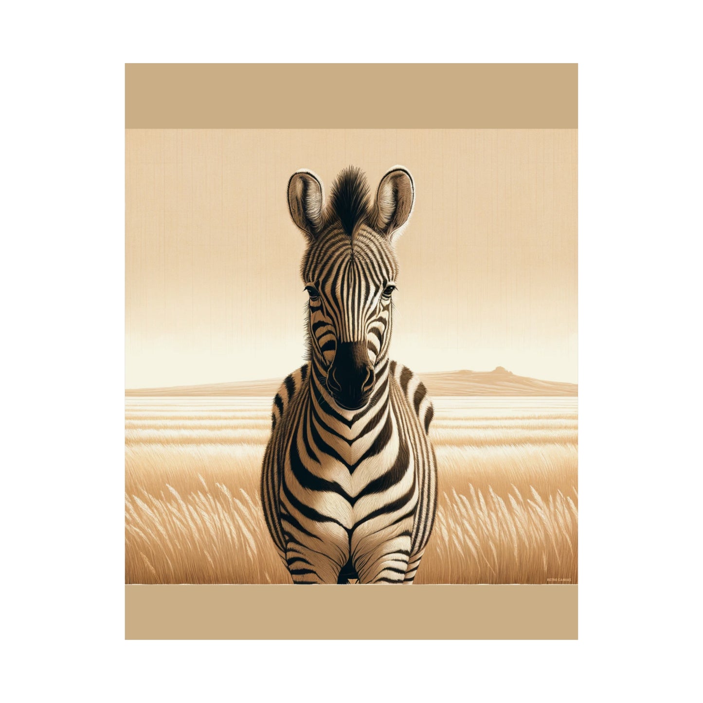 Vintage Zebra |Tan Matte Vertical Poster