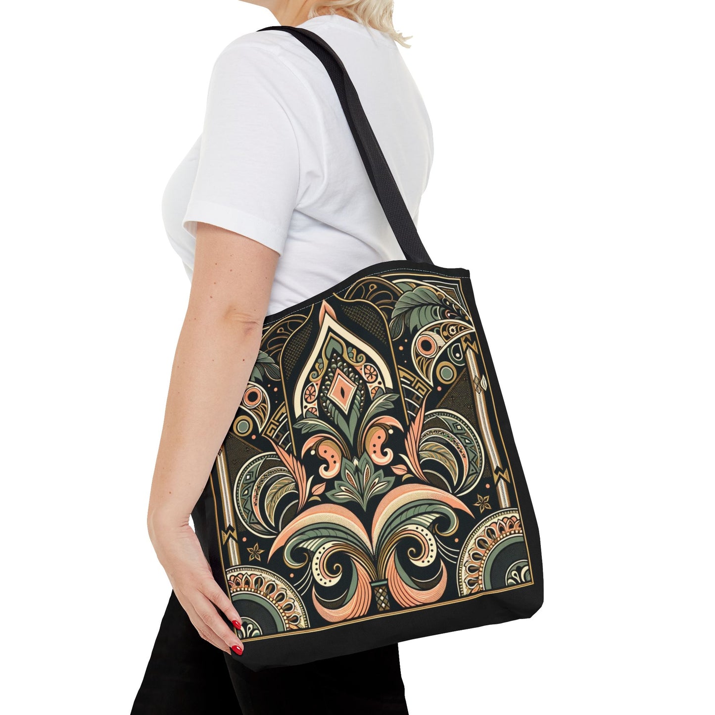 Art Deco Black Palm Surprise Tote Bag