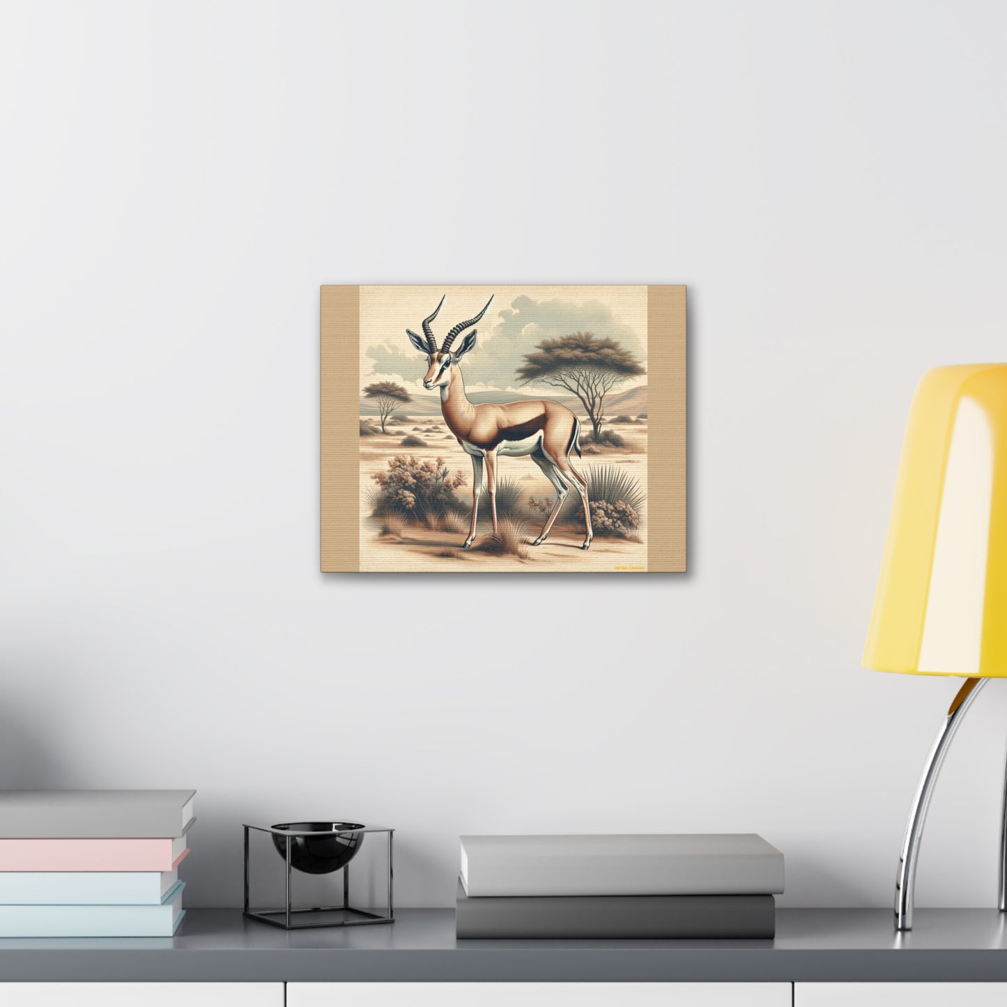 Gazelle Animal Wall Art - Tan Canvas