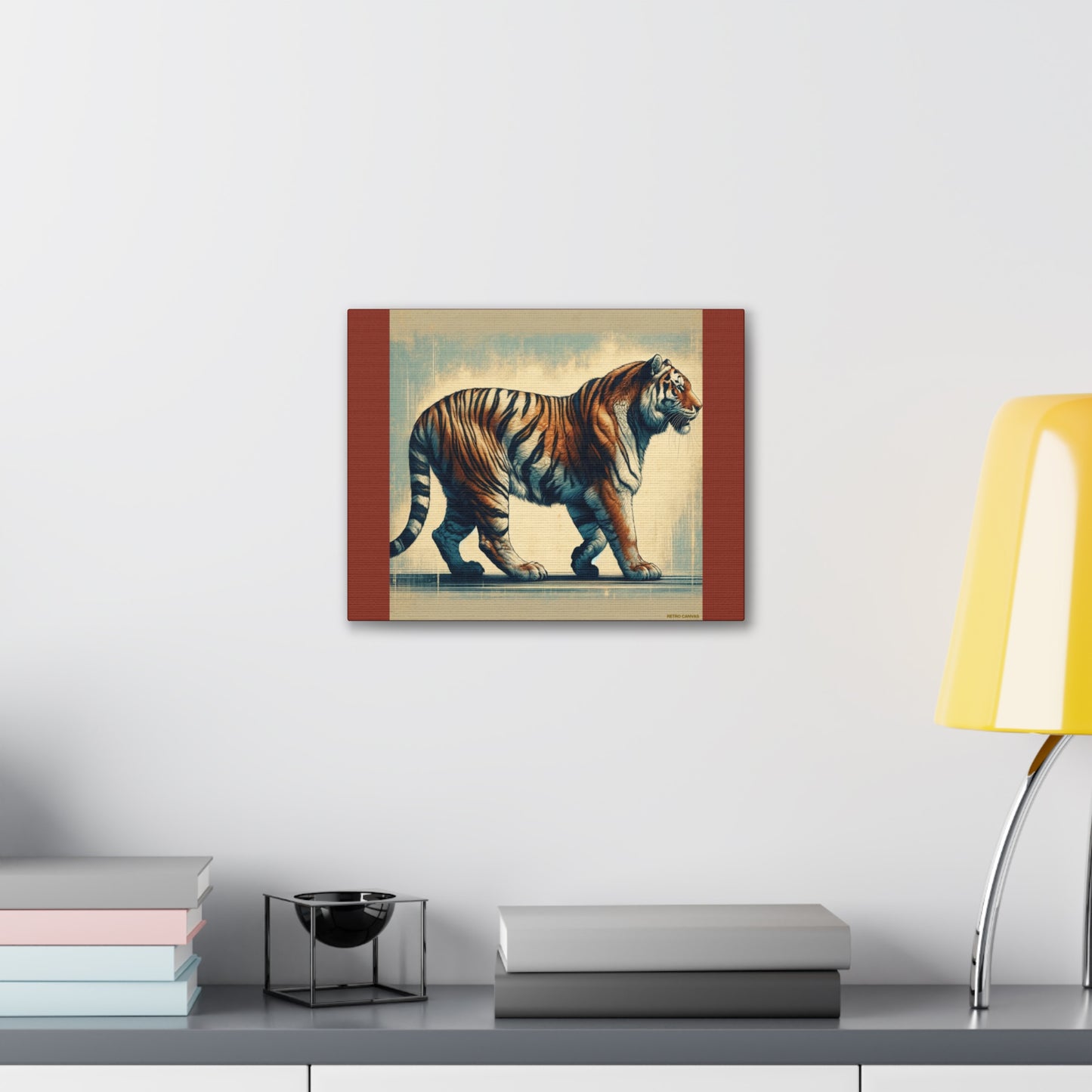 Tiger Safari Animal Wall Art - Burnt Umber Canvas