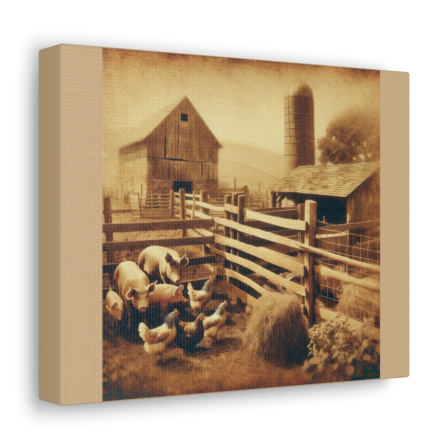 The Farm - Canvas Wrap Tan Border