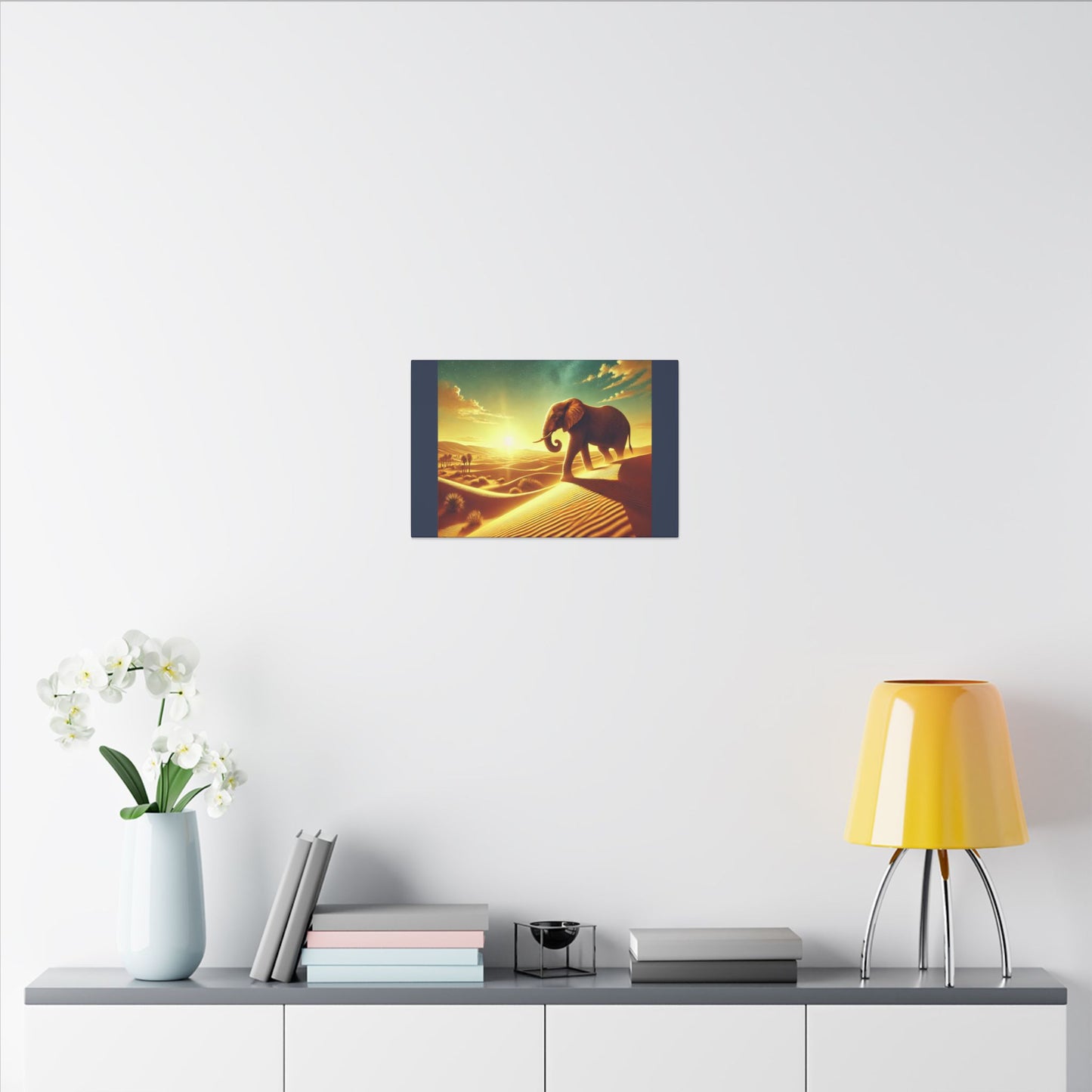 Elephant Starry Night -Vintage Blue Canvas